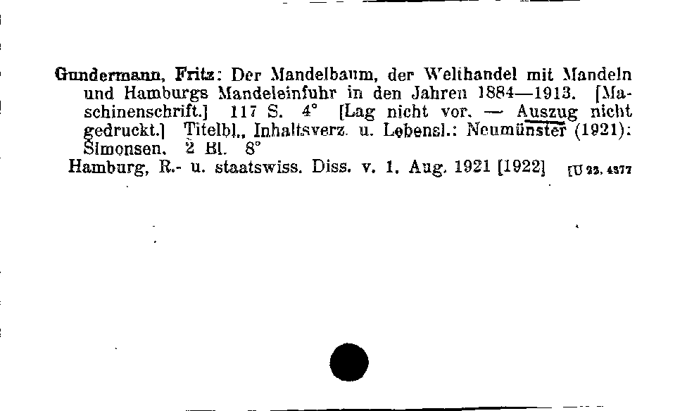 [Katalogkarte Dissertationenkatalog bis 1980]