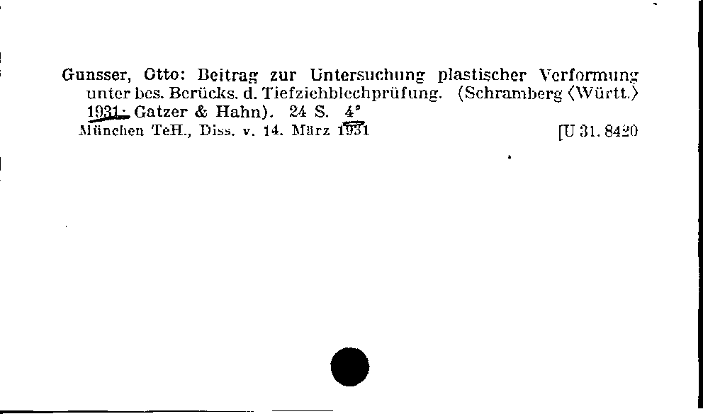 [Katalogkarte Dissertationenkatalog bis 1980]