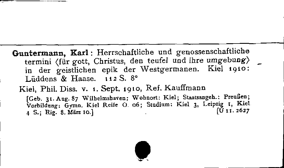 [Katalogkarte Dissertationenkatalog bis 1980]