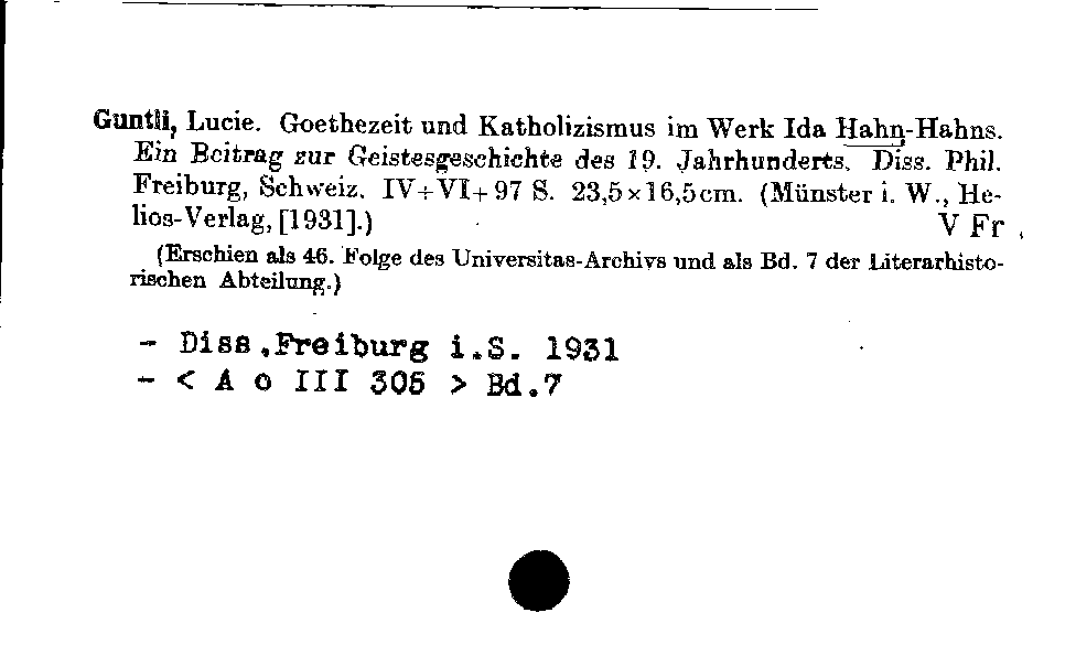 [Katalogkarte Dissertationenkatalog bis 1980]