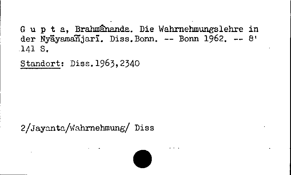 [Katalogkarte Dissertationenkatalog bis 1980]