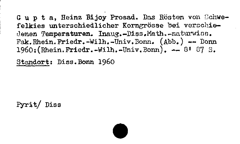 [Katalogkarte Dissertationenkatalog bis 1980]