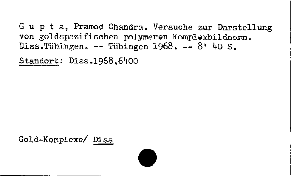 [Katalogkarte Dissertationenkatalog bis 1980]