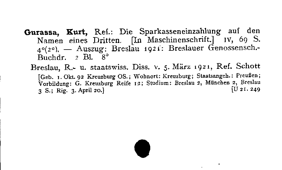 [Katalogkarte Dissertationenkatalog bis 1980]