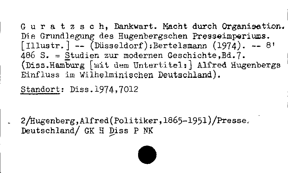 [Katalogkarte Dissertationenkatalog bis 1980]