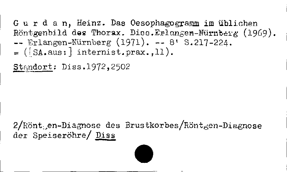 [Katalogkarte Dissertationenkatalog bis 1980]