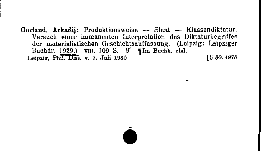 [Katalogkarte Dissertationenkatalog bis 1980]