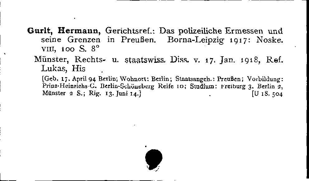 [Katalogkarte Dissertationenkatalog bis 1980]