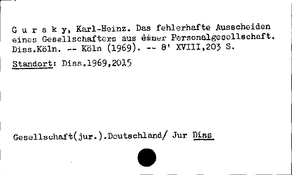 [Katalogkarte Dissertationenkatalog bis 1980]