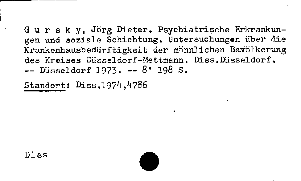 [Katalogkarte Dissertationenkatalog bis 1980]