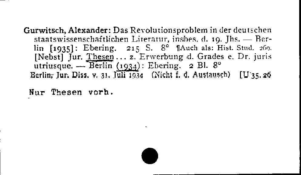 [Katalogkarte Dissertationenkatalog bis 1980]