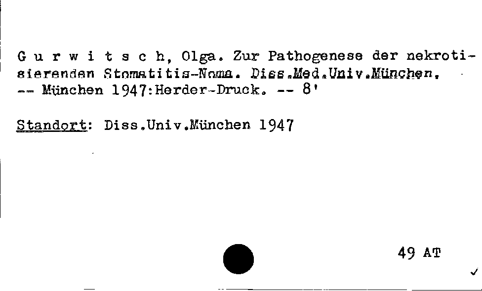 [Katalogkarte Dissertationenkatalog bis 1980]