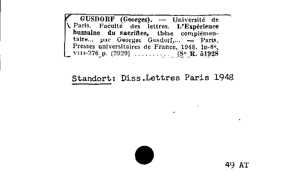 [Katalogkarte Dissertationenkatalog bis 1980]