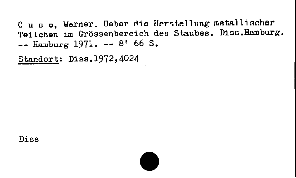 [Katalogkarte Dissertationenkatalog bis 1980]