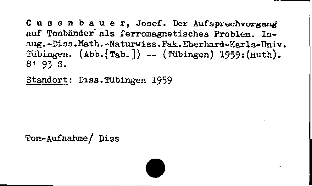 [Katalogkarte Dissertationenkatalog bis 1980]