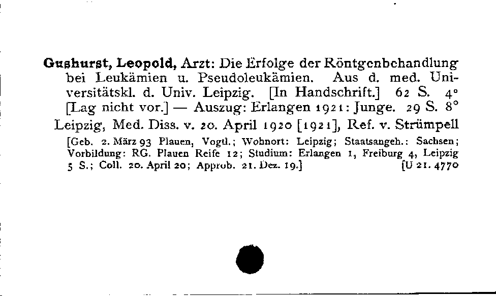 [Katalogkarte Dissertationenkatalog bis 1980]