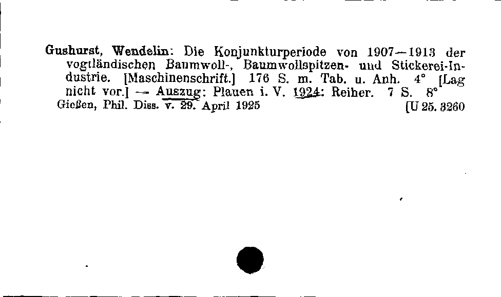 [Katalogkarte Dissertationenkatalog bis 1980]