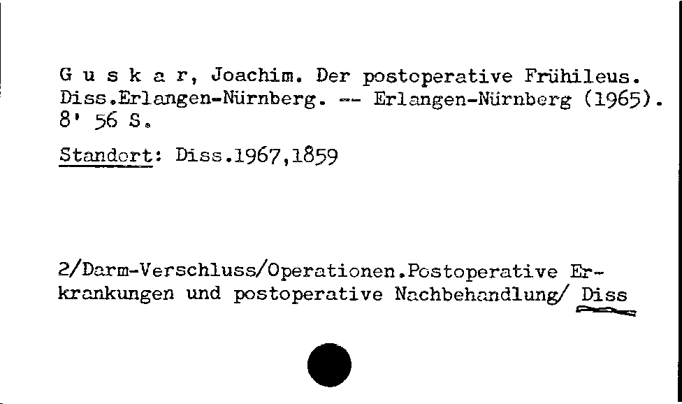 [Katalogkarte Dissertationenkatalog bis 1980]