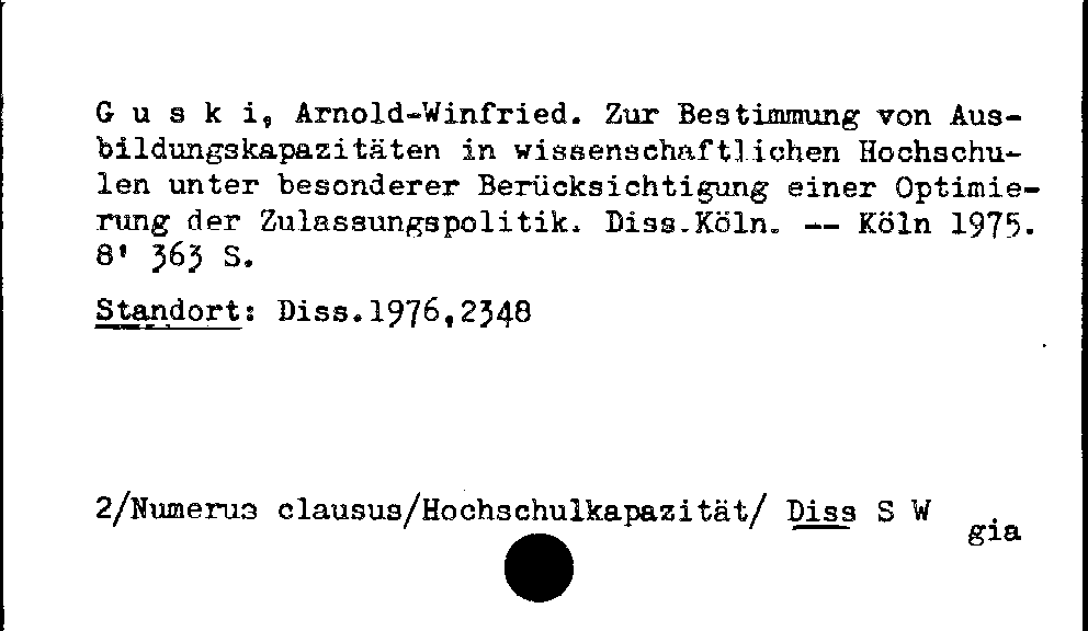 [Katalogkarte Dissertationenkatalog bis 1980]