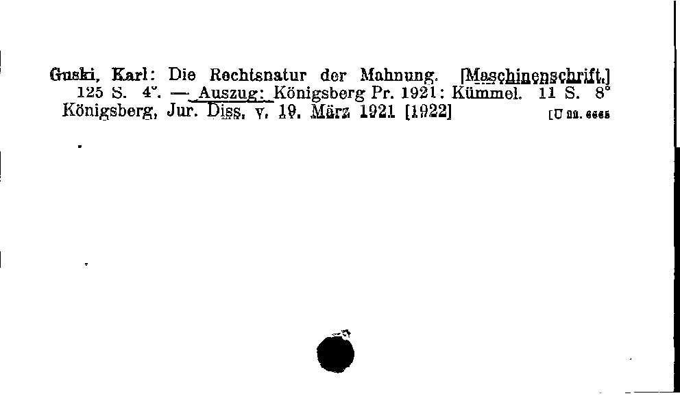 [Katalogkarte Dissertationenkatalog bis 1980]