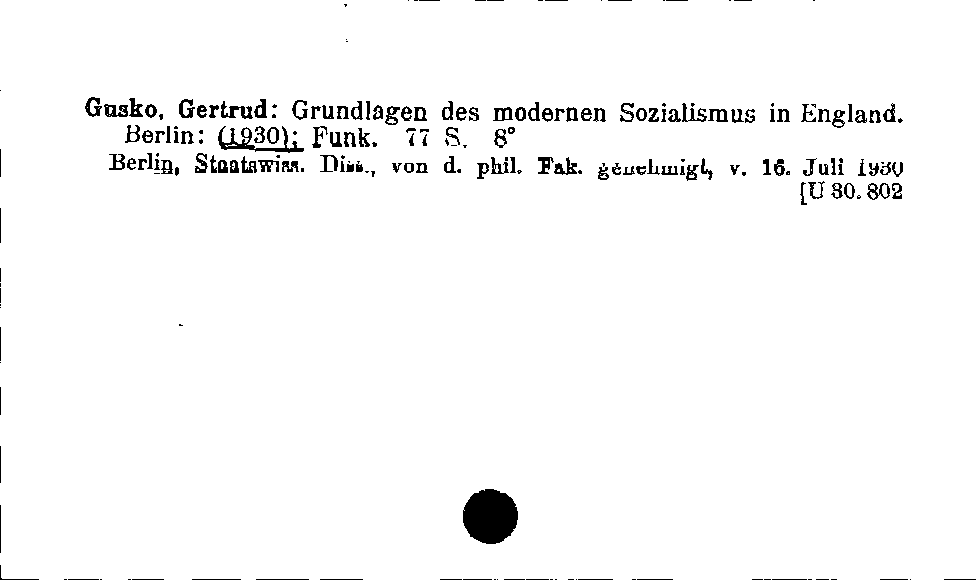 [Katalogkarte Dissertationenkatalog bis 1980]