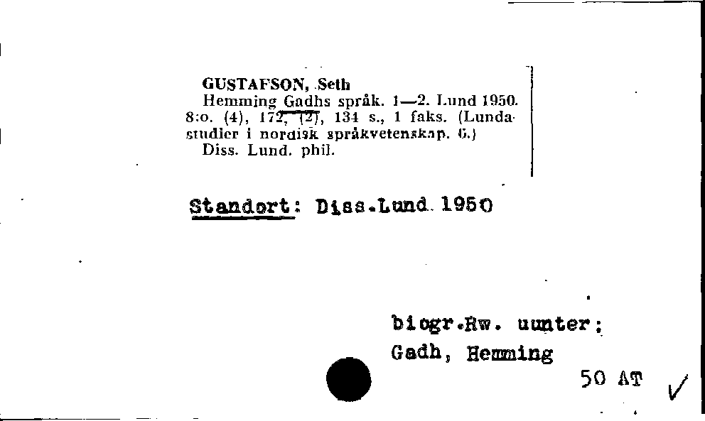 [Katalogkarte Dissertationenkatalog bis 1980]