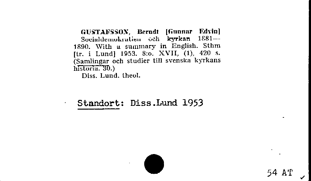 [Katalogkarte Dissertationenkatalog bis 1980]