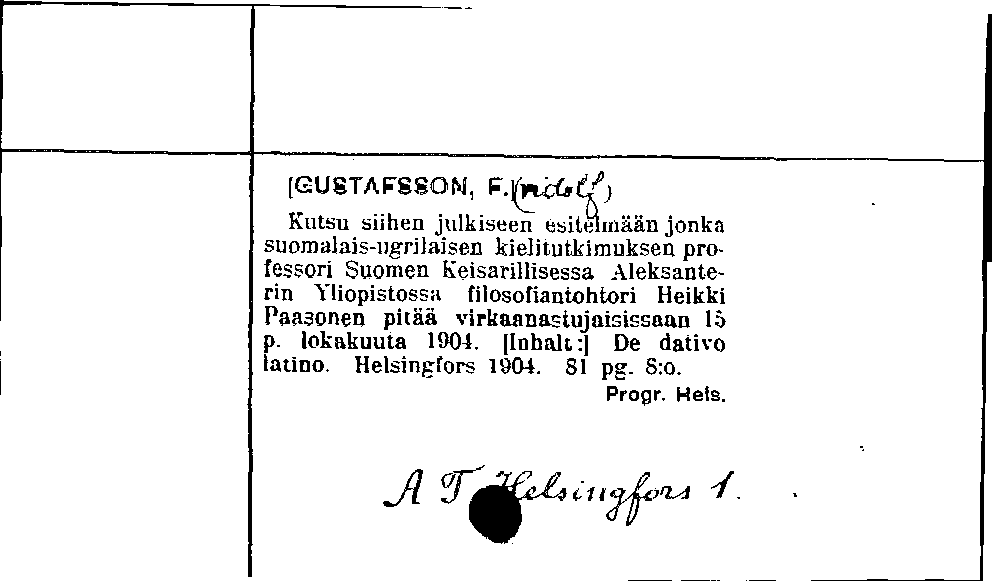 [Katalogkarte Dissertationenkatalog bis 1980]