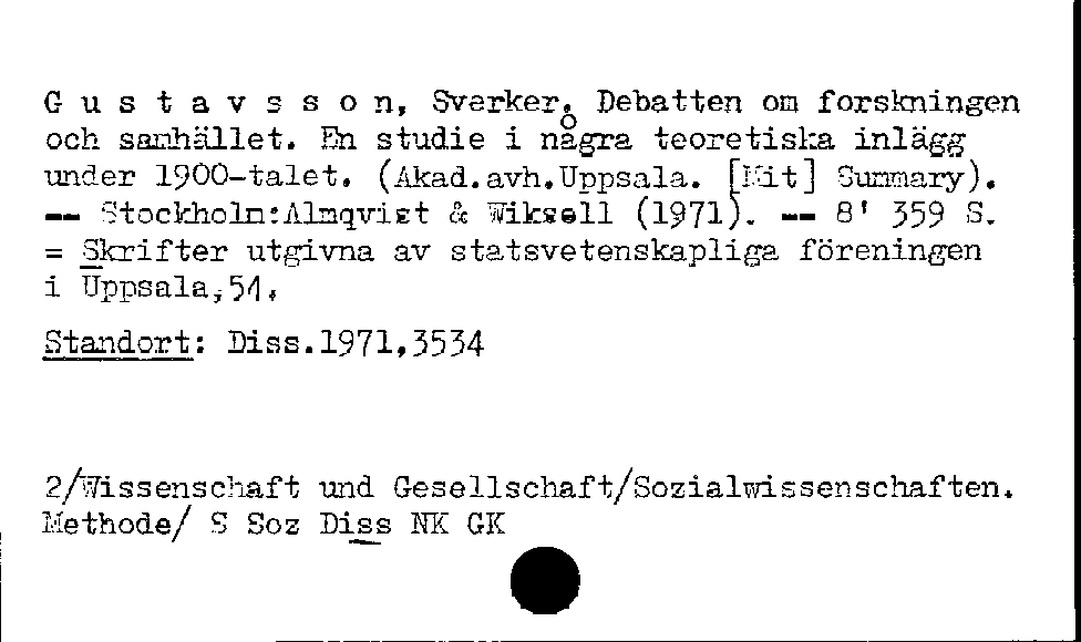 [Katalogkarte Dissertationenkatalog bis 1980]