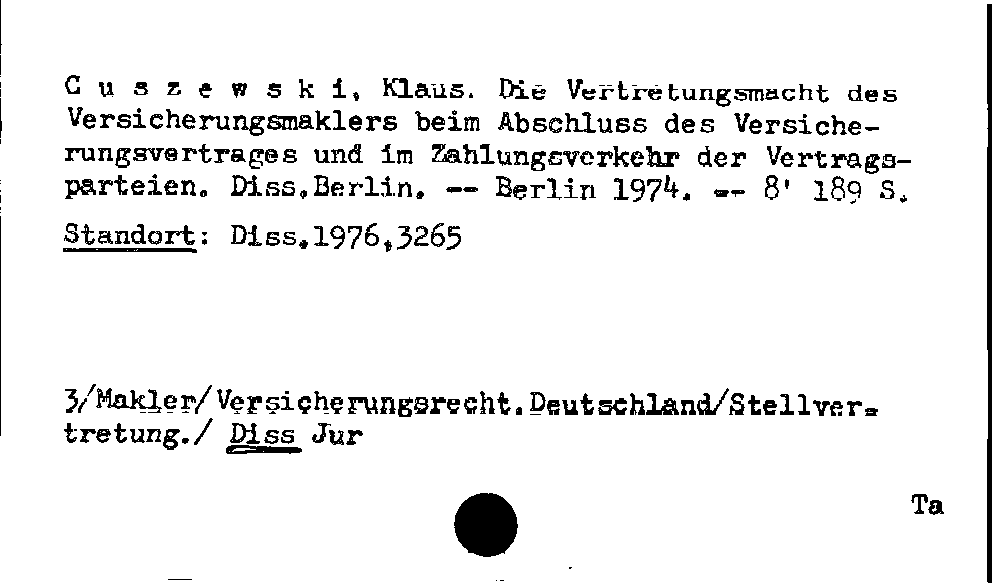 [Katalogkarte Dissertationenkatalog bis 1980]