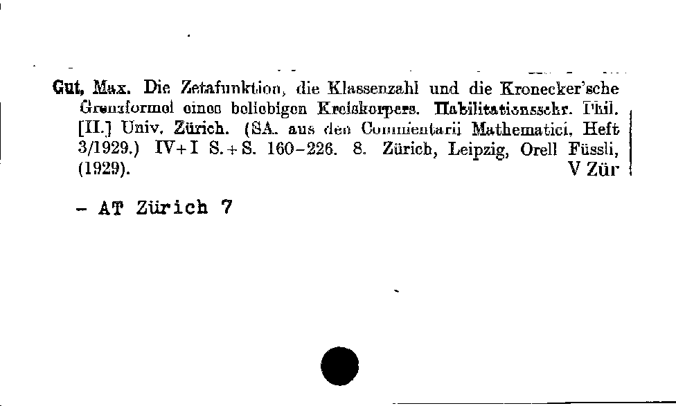 [Katalogkarte Dissertationenkatalog bis 1980]