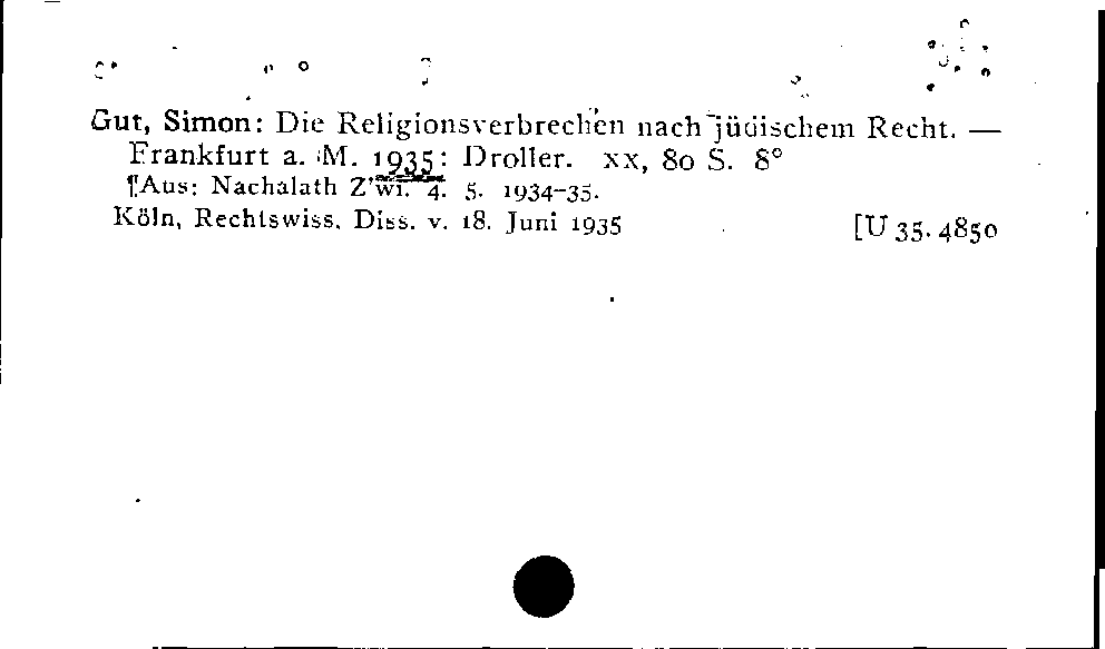 [Katalogkarte Dissertationenkatalog bis 1980]