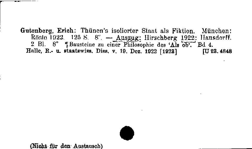 [Katalogkarte Dissertationenkatalog bis 1980]