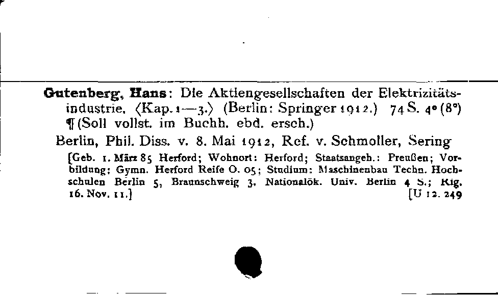 [Katalogkarte Dissertationenkatalog bis 1980]