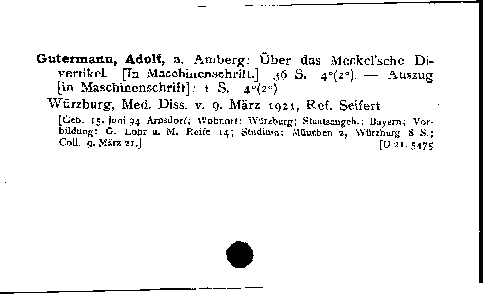 [Katalogkarte Dissertationenkatalog bis 1980]