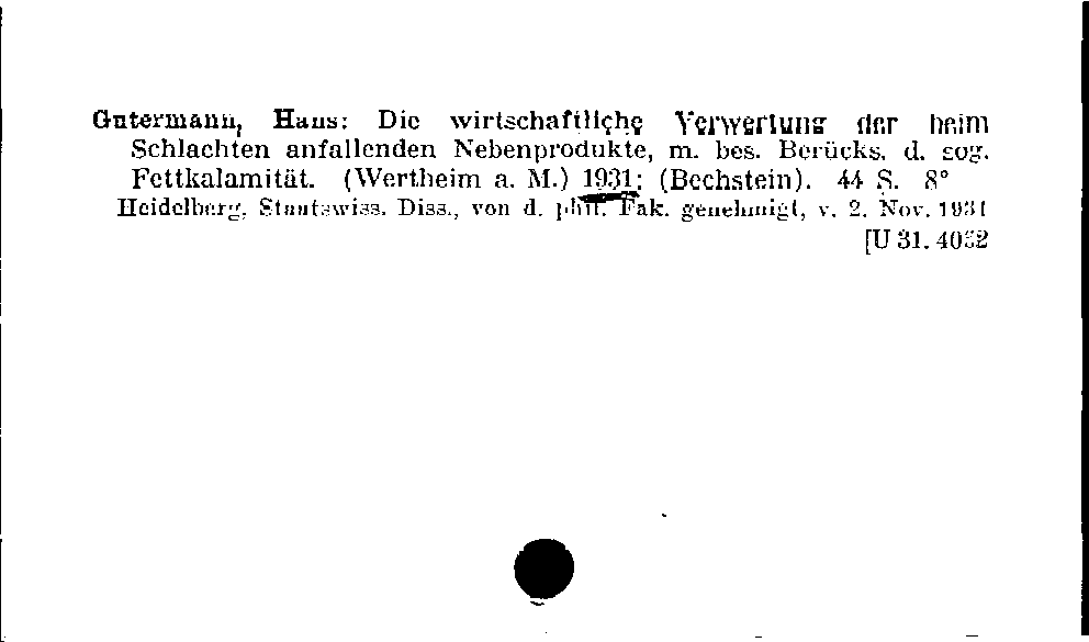 [Katalogkarte Dissertationenkatalog bis 1980]