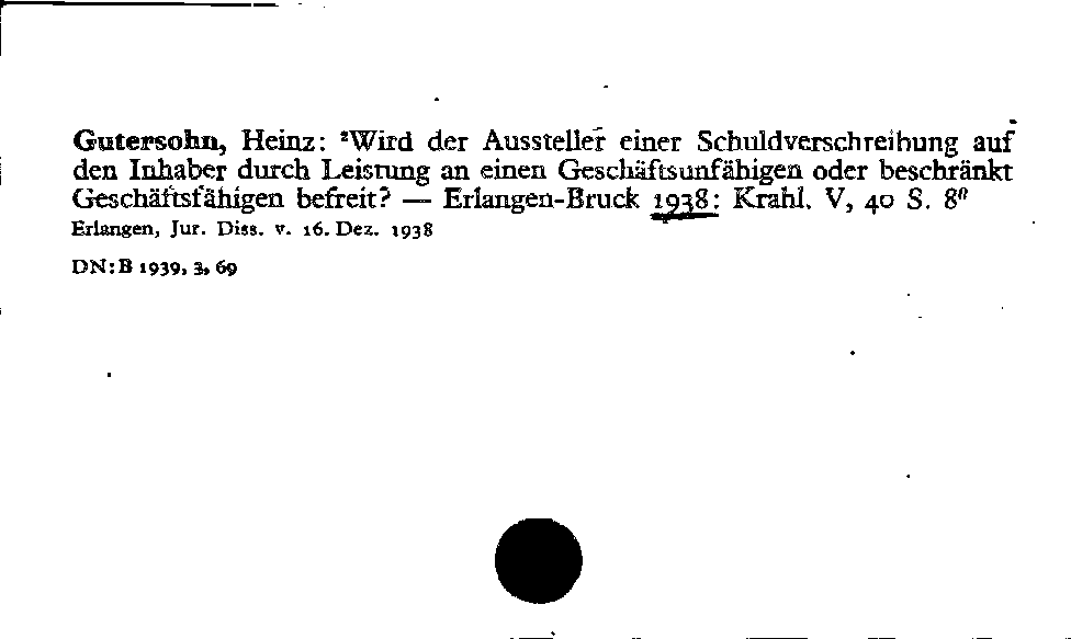 [Katalogkarte Dissertationenkatalog bis 1980]