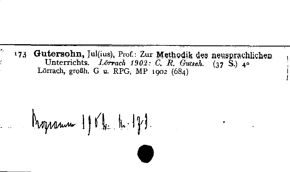 [Katalogkarte Dissertationenkatalog bis 1980]