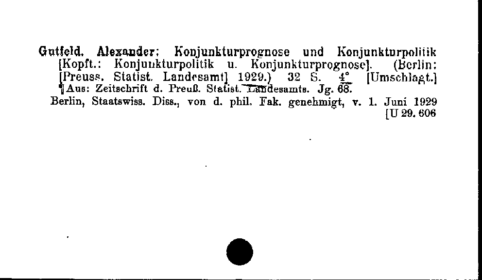 [Katalogkarte Dissertationenkatalog bis 1980]