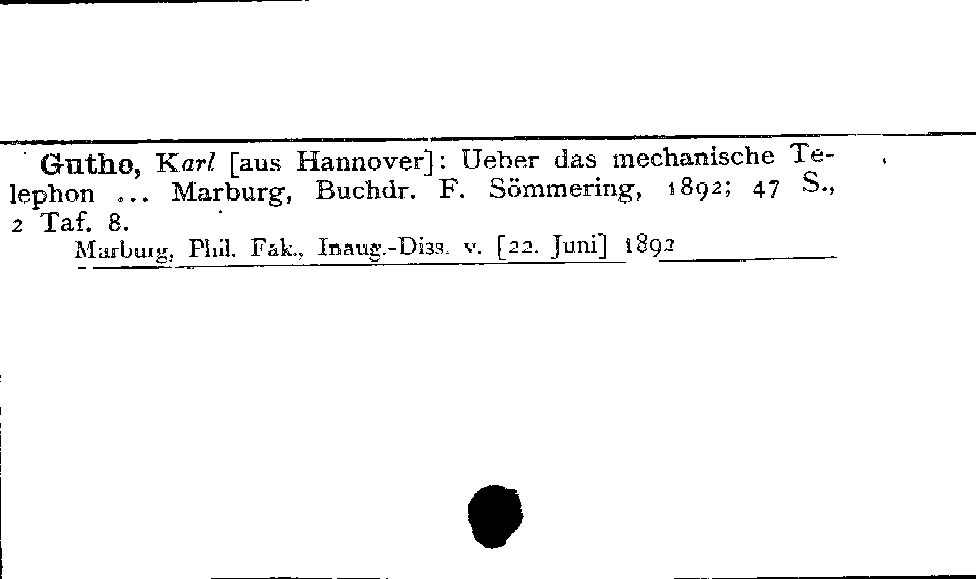 [Katalogkarte Dissertationenkatalog bis 1980]