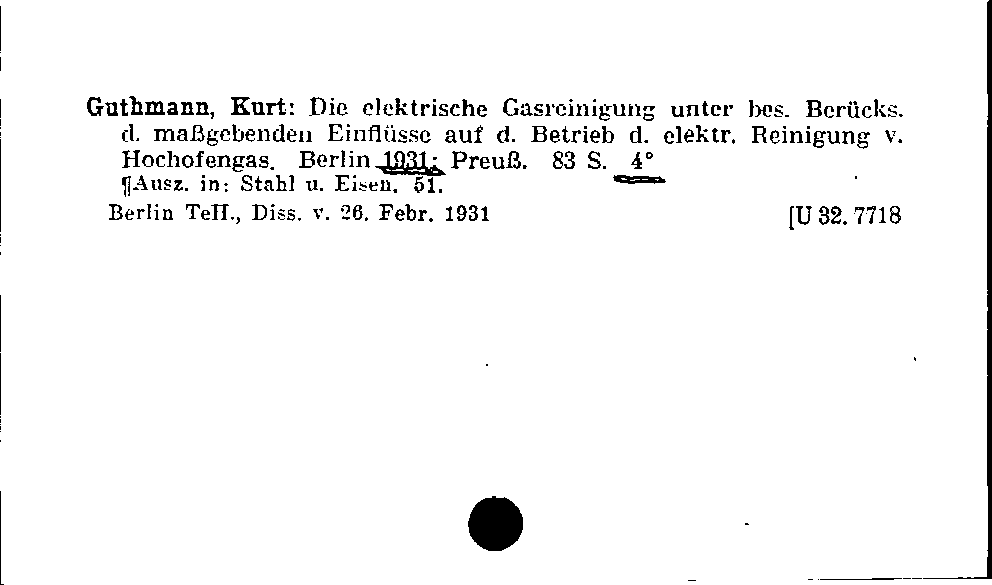 [Katalogkarte Dissertationenkatalog bis 1980]