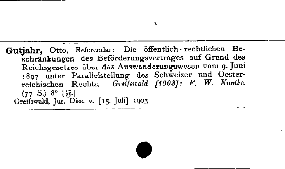 [Katalogkarte Dissertationenkatalog bis 1980]