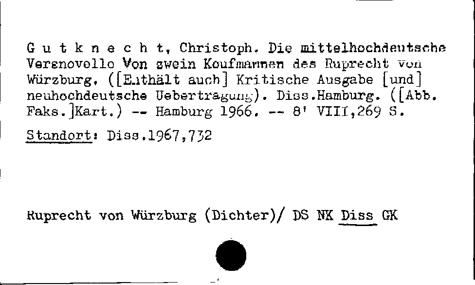 [Katalogkarte Dissertationenkatalog bis 1980]