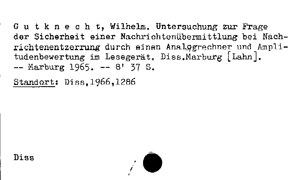 [Katalogkarte Dissertationenkatalog bis 1980]