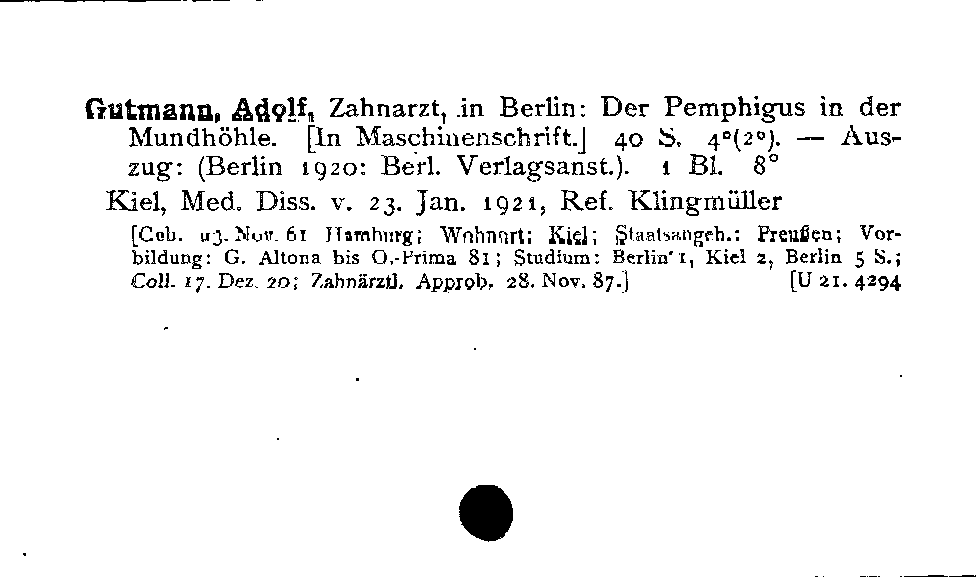 [Katalogkarte Dissertationenkatalog bis 1980]