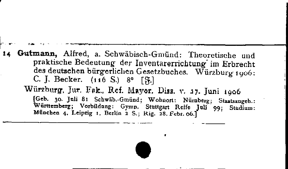 [Katalogkarte Dissertationenkatalog bis 1980]