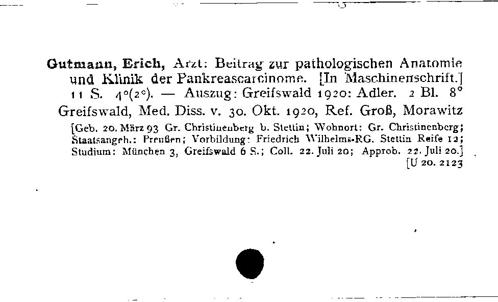 [Katalogkarte Dissertationenkatalog bis 1980]