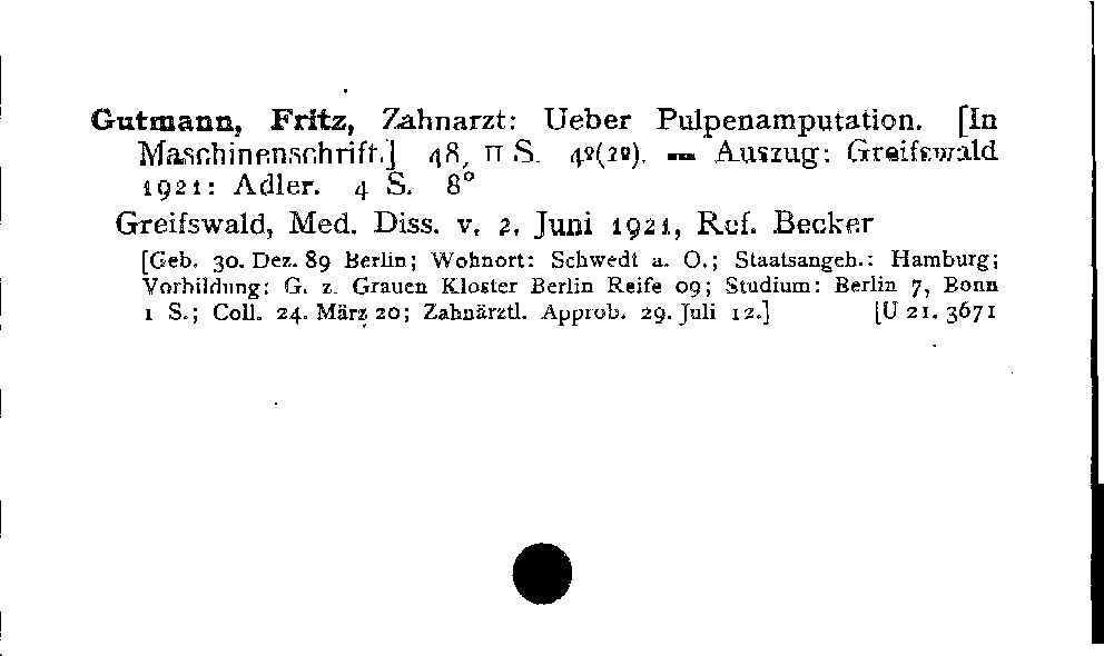 [Katalogkarte Dissertationenkatalog bis 1980]