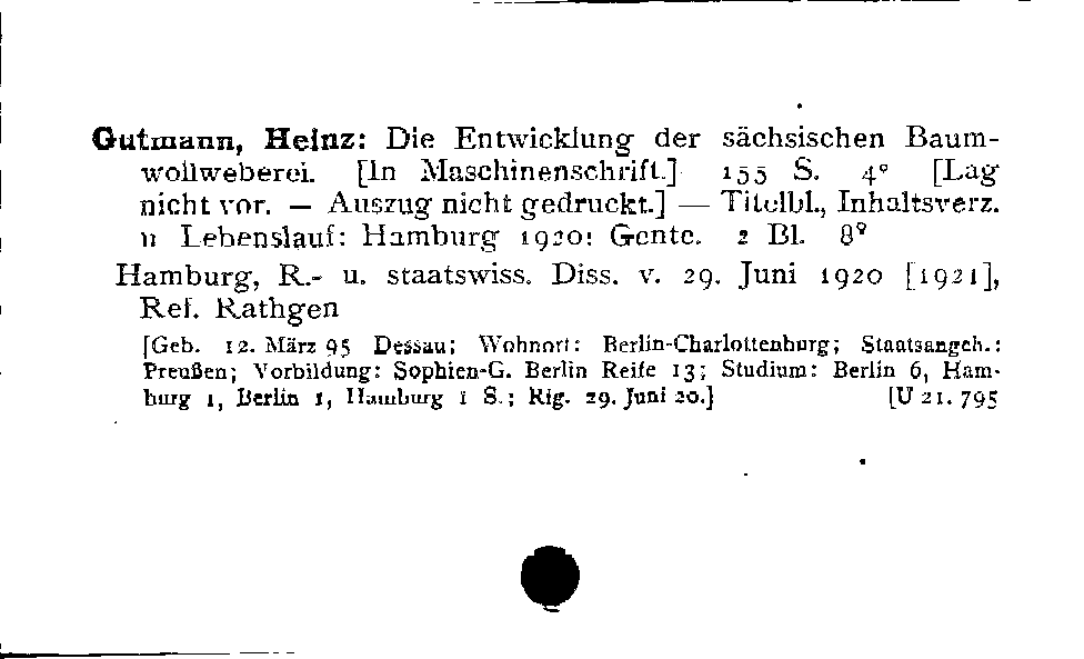 [Katalogkarte Dissertationenkatalog bis 1980]