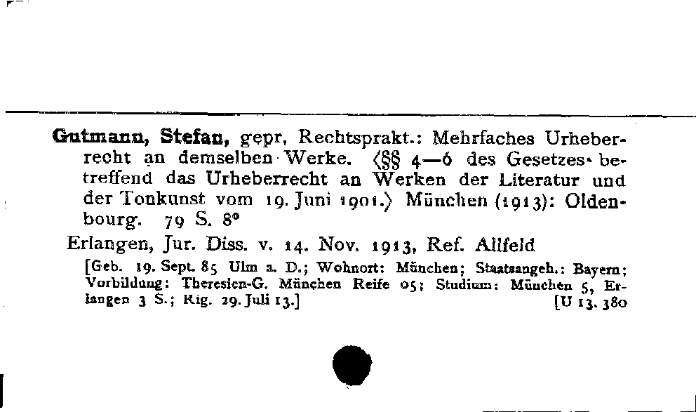 [Katalogkarte Dissertationenkatalog bis 1980]